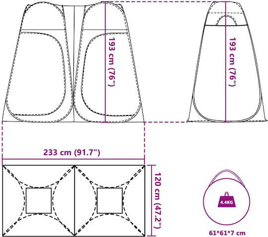 vidaXL Campingzelt Pop Up Blau für 1 Person