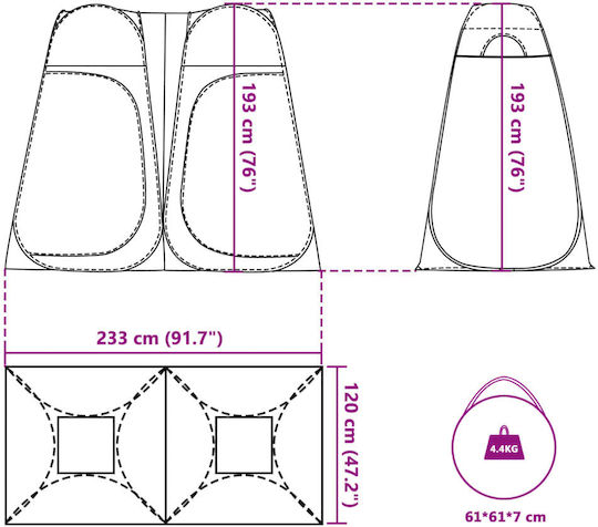 vidaXL Camping Tent Pop Up Gray for 1 Person