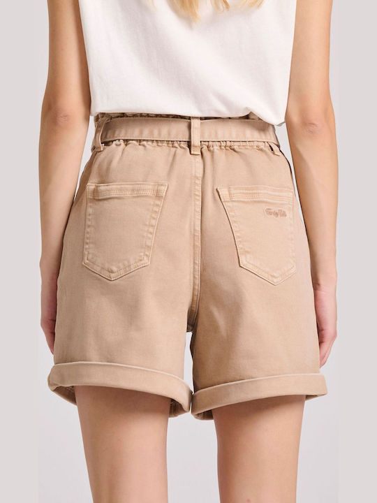 Women's Jean High-waisted Shorts Beige