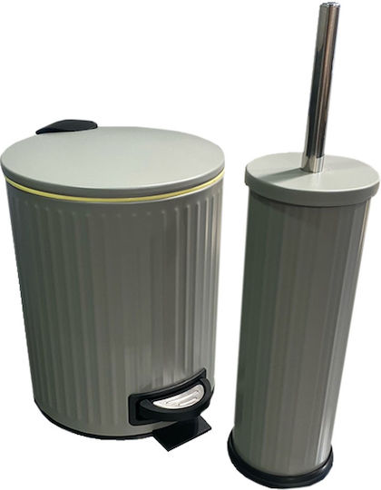 TnS Metallic Toilet Brush and Basket Set 5lt Gray