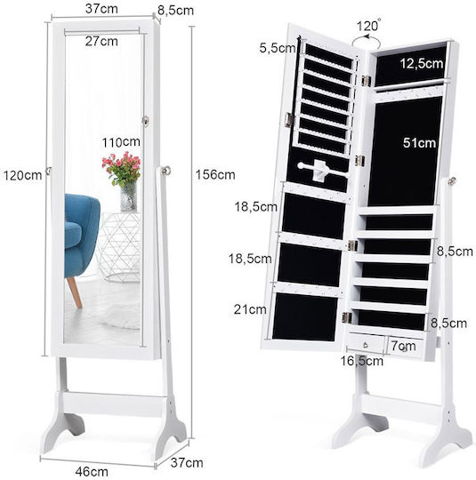 Costway Floor Mirror with White Wooden Frame 156x46cm