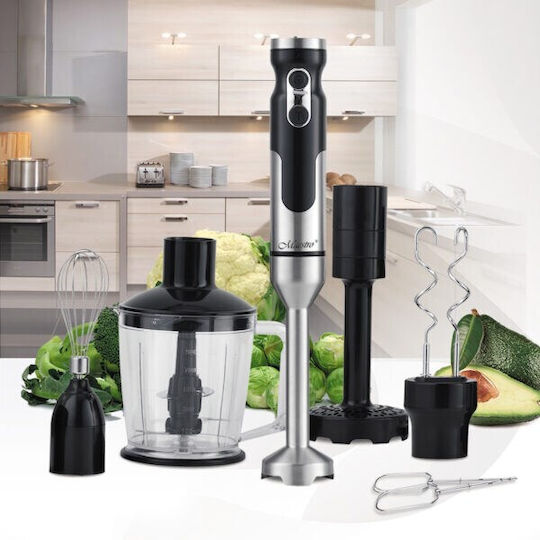 Maestro Blender De Mână Cu Tijă Din Inox 1000W Negru