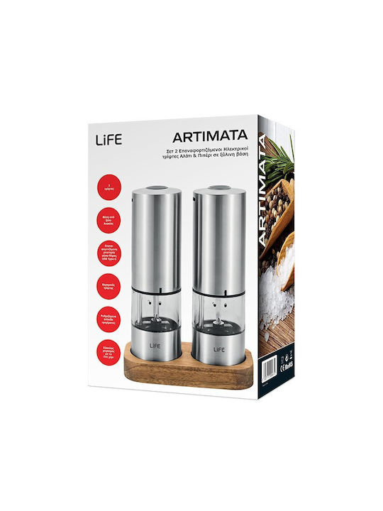 Life Artimata Electric Set Spice Mills made of Wood 1pcs