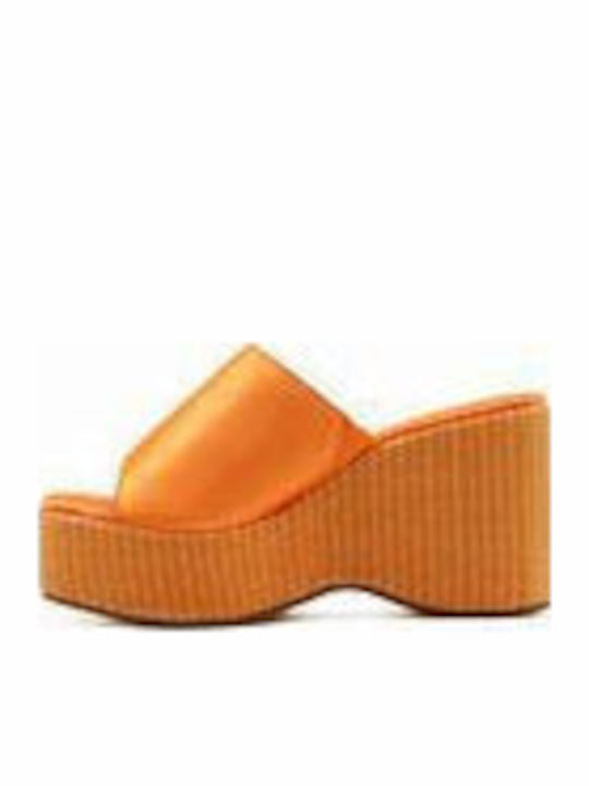 Women's Synthetic Leather Platform Shoes Orange