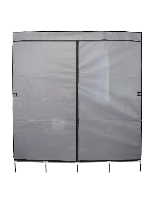 Saska Garden Fabric Wardrobe with Zipper and Shelves in Gray Color 168x45x172cm