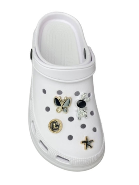 Adam's Shoes Damen Clogs Pin White