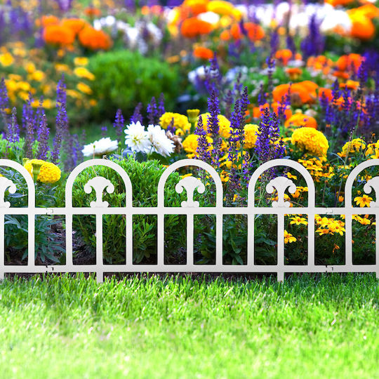 Bordură de Grădină din Plastic în Culoarea Alb 60x30cm