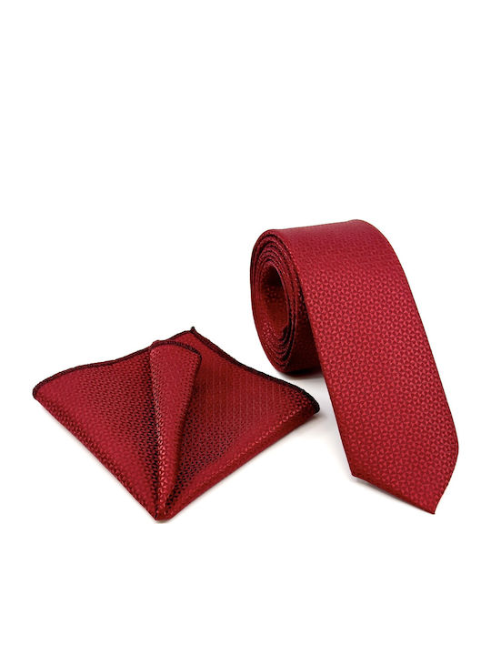Legend Accessories Σετ Ανδρικής Γραβάτας με Σχέδια σε Κόκκινο Χρώμα