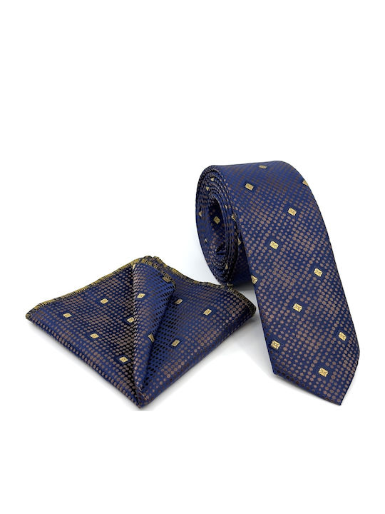 Legend Accessories Σετ Ανδρικής Γραβάτας με Σχέδια σε Μπλε Χρώμα