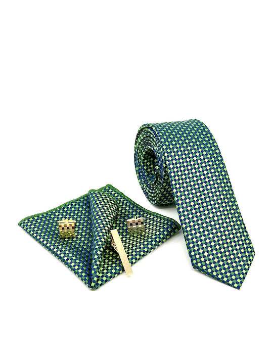 Legend Accessories Herren Krawatten Set Gedruckt in Grün Farbe