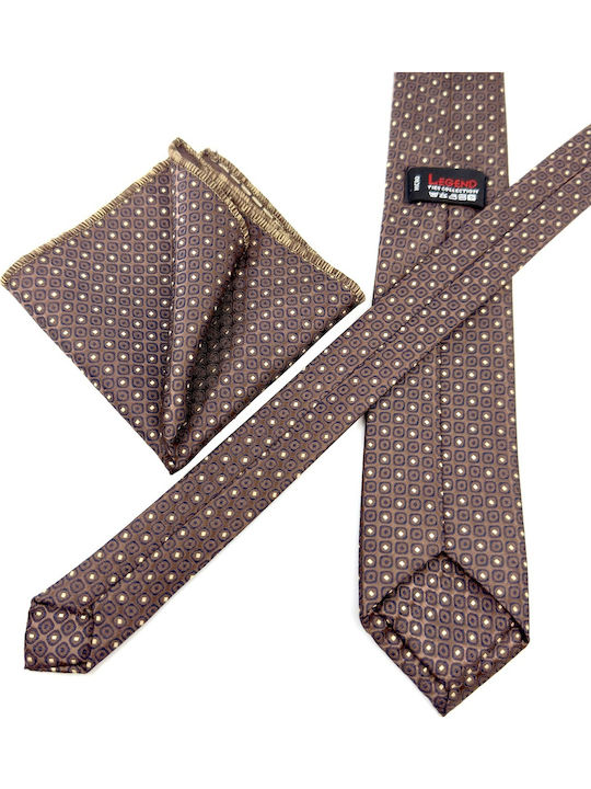 Legend Accessories Set de Cravată pentru Bărbați Tipărit în Culorea Maro