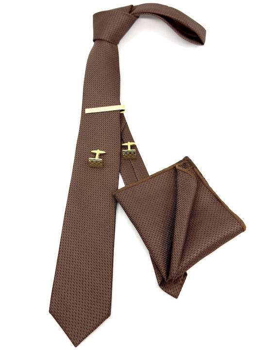Legend Accessories Set de Cravată pentru Bărbați Tipărit în Culorea Maro