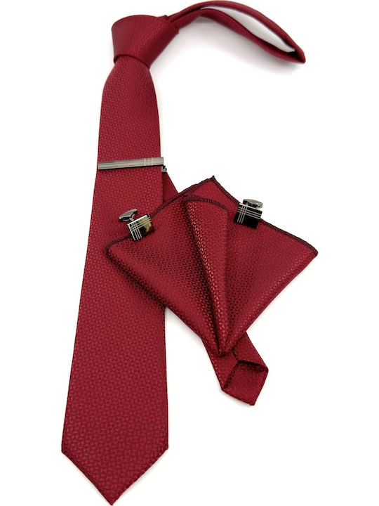 Legend Accessories Σετ Ανδρικής Γραβάτας με Σχέδια σε Κόκκινο Χρώμα