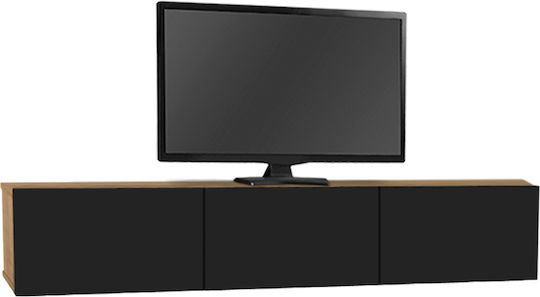 TV Stand Damla with LED Lighting Sapphire Oak - Black L180xW29.5xH29.5cm