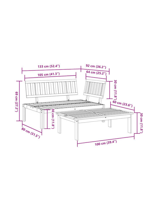 Set Mobilier Camera De Zi Exterior 2 Piese Maro