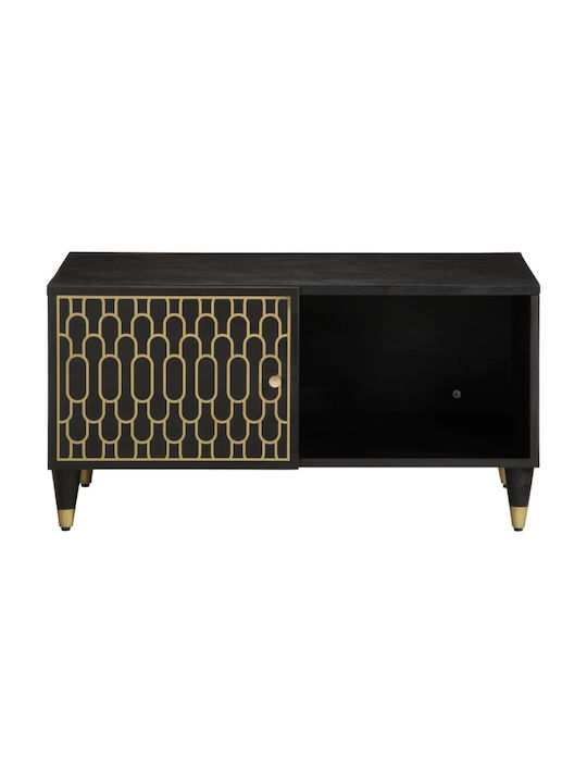 Rectangular Central Coffee Table Made of Solid Wood Black M80xW50xH40cm