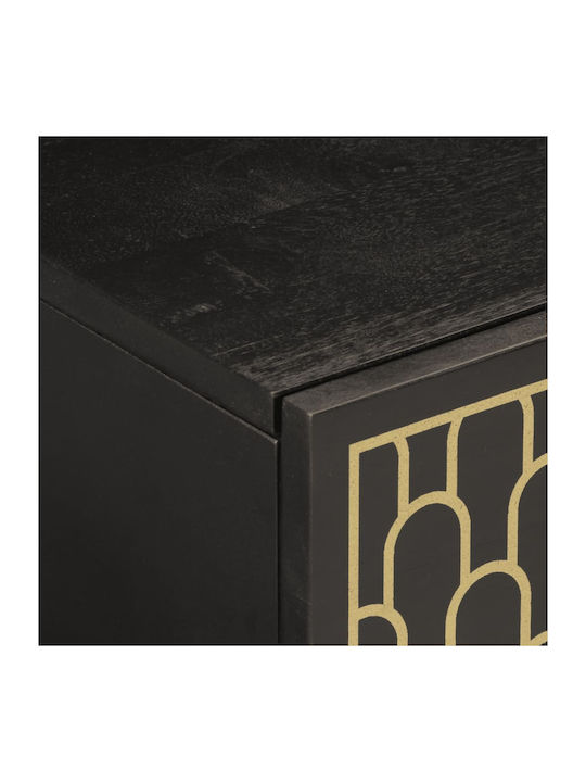 Rectangular Central Coffee Table Made of Solid Wood Black M80xW50xH40cm