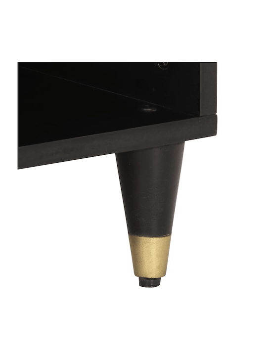 Rectangular Central Coffee Table Made of Solid Wood Black M80xW50xH40cm