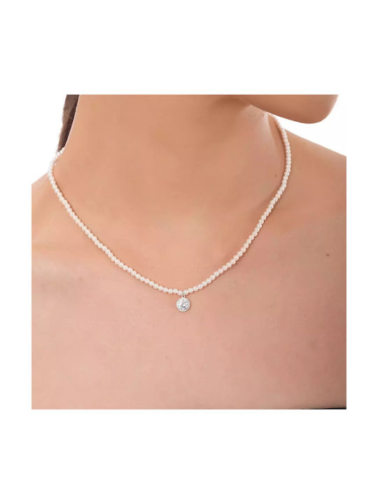 Oxzen Επιπλατινωμένο Halskette aus Silber mit Perlen & Zirkonia
