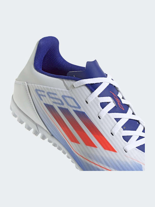 adidas F50 Club Football Shoes with Molded Cleats Cloud White / Solar Red / Lucid Blue