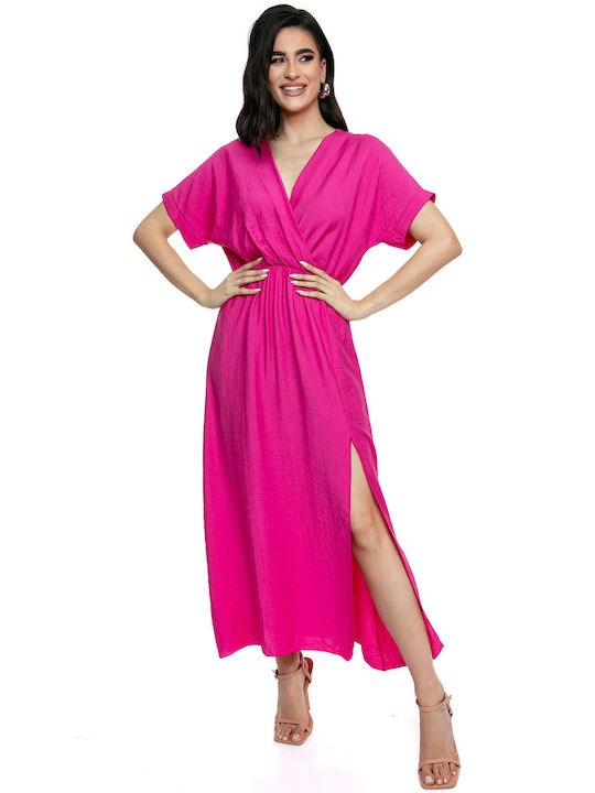 RichgirlBoudoir Summer Midi Dress with Slit Fuchsia