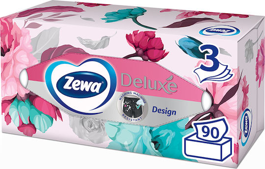 Zewa Deluxe Design Box 90 Χαρτομάντηλα 3 Φύλλων (1 Κουτί)