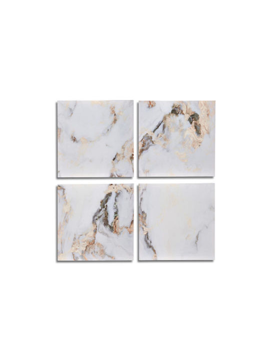 Gift Decor Marble Fourfold Painting on Canvas White 35x35cm