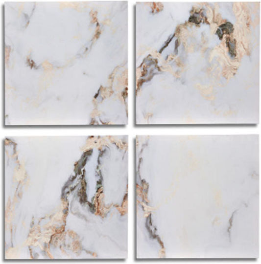 Gift Decor Мрамор Четирикратен Картина Платнен White 35x35см