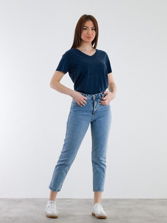 Hoch tailliert Damenjeans in Mom-Passform