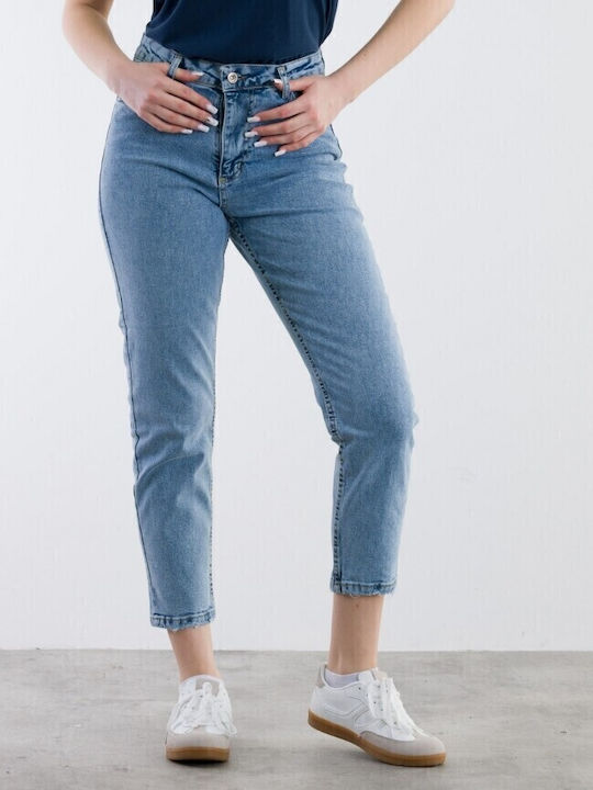Hoch tailliert Damenjeans in Mom-Passform