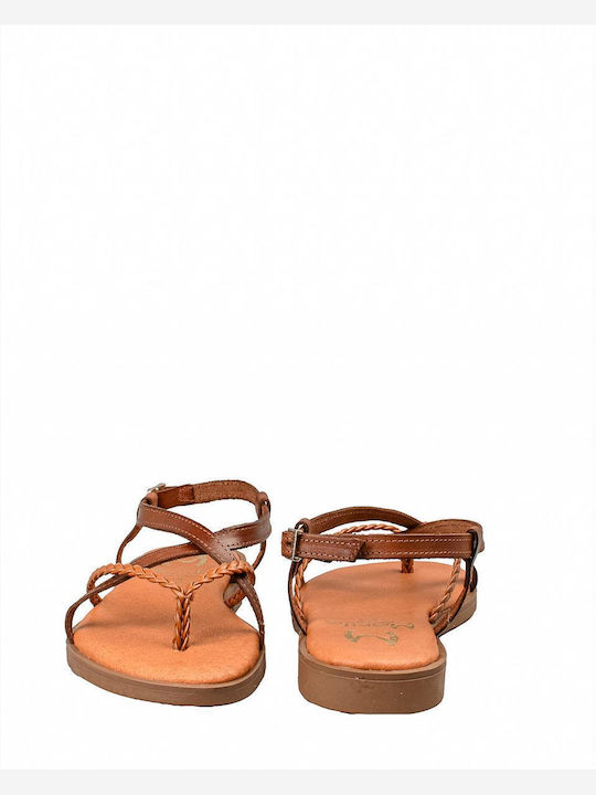 Marila Footwear Leather Women's Flat Sandals in Brown Color