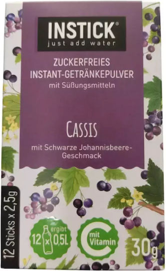 Instick Χυμός σε Σκόνη Blackcurrant Χωρίς Ζάχαρη 30gr 12τμχ