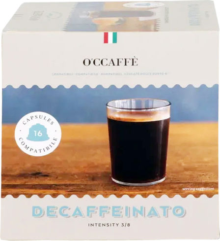 O'Ccaffè Капсули Еспресо Безкофеинов Съвместими с машина Dolce Gusto 16капси