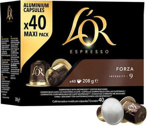 L'Or Kapseln Espresso Forza Kompatibel mit Maschine Nespresso 40Mützen