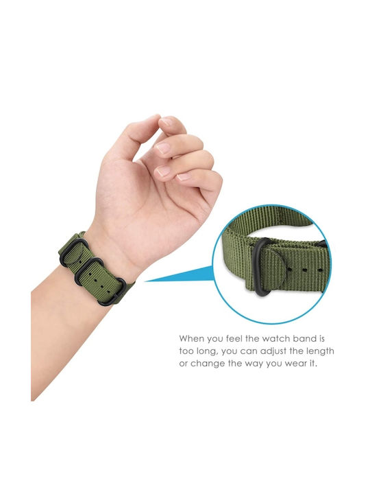 Samsung Galaxy Watch Active 2 20mm Gear S3 Nylon Three Rings Army Green