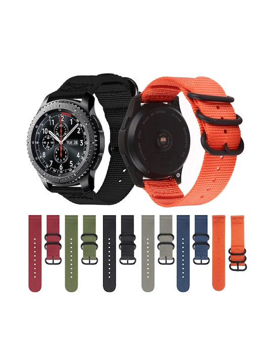 Samsung Galaxy Watch Active 2 20mm Gear S3 Nylon Drei-Ring Uhrenarmband Schwarz