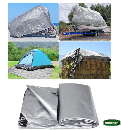 Grasher Waterproof Tarpaulin 250gr/m² 10x5m. Heavy Duty Gray