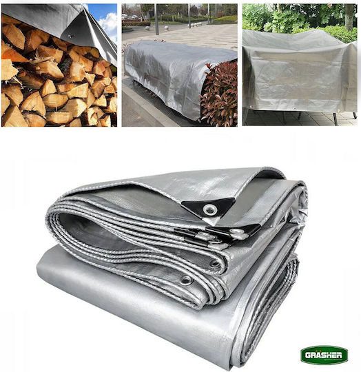 Grasher Waterproof Tarpaulin 250gr/m² 10x6m. Heavy Duty Gray