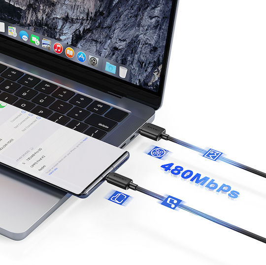 Usams US-SJ688 USB 2.0 Cable USB-C male - USB-A 15W Μπλε 1m SJ688USB03