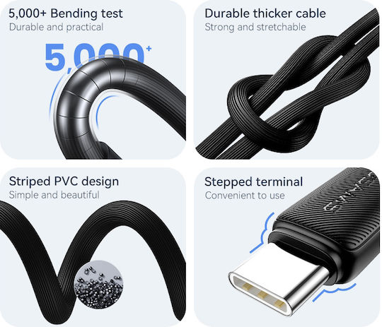 Usams US-SJ688 USB 2.0 Cable USB-C male - USB-A 15W Μπλε 1m SJ688USB03