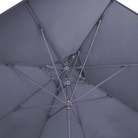 Professioneller Quadratischer Aluminium-Garten- und Terrassen-Sonnenschirm in Grau 2x3xHöhe 2,95 m