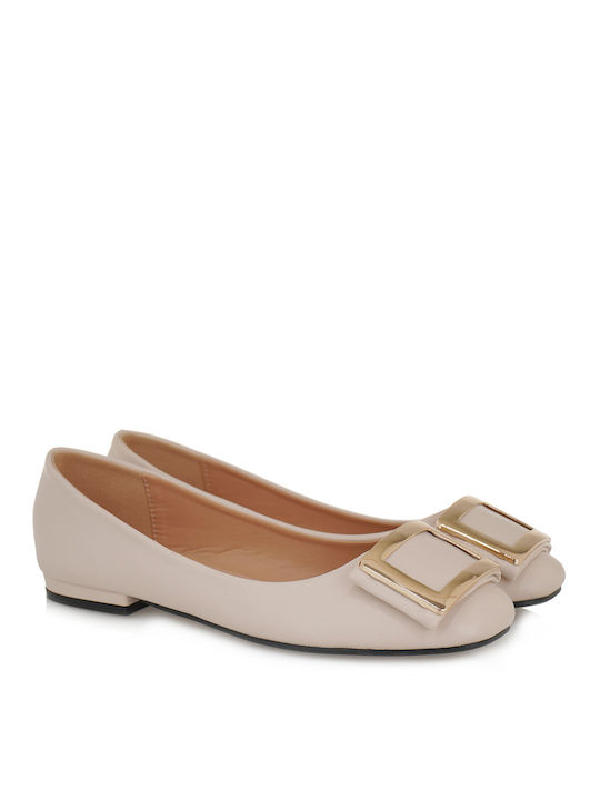 Exe Synthetic Leather Ballerinas Beige