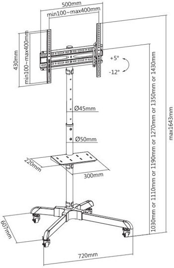 Sbox FS-224-2 Стойка за телевизор Стенен до 55" и 35кг Сребрист