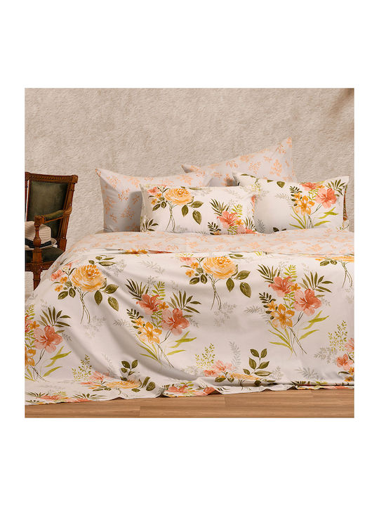 Melinen Sheet Set with 1 Pillowcase Semi Double with Elastic 120x200+32cm. Mini Sylvie Peach 2pcs