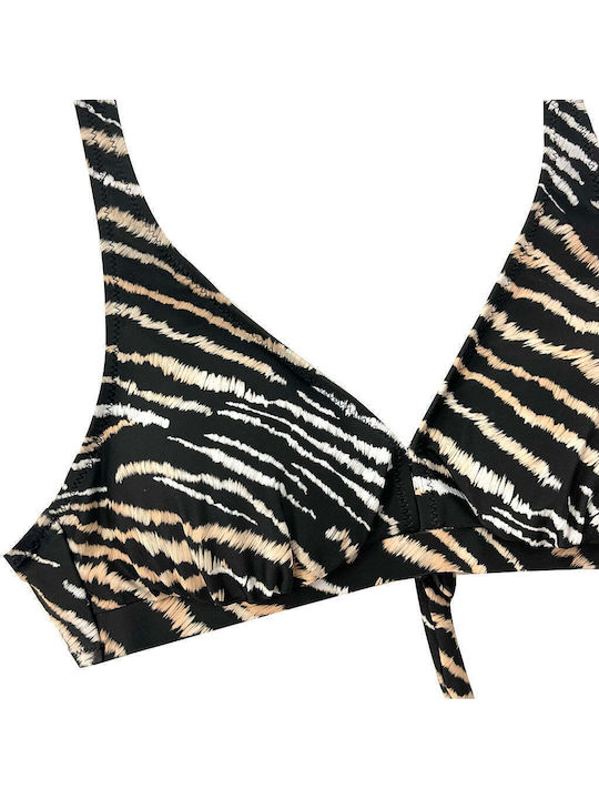 Set Bikini cu Burete Detașabil Animal Print Negru