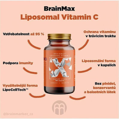 BrainMax Vitamin C for Immune System Boost, Skin & Antioxidant Action 500mg 60 veg. caps