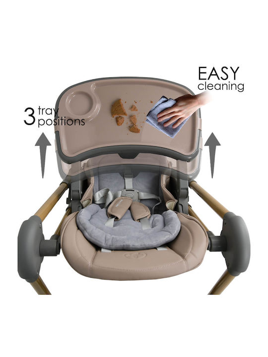 Bebe Stars Nuovo Foldable Highchair 2 in 1 with Adjustable Height Mocha