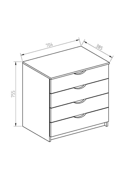 Kids Chest of Drawers Beige with 4 Drawers 75.5x43x70.5cm