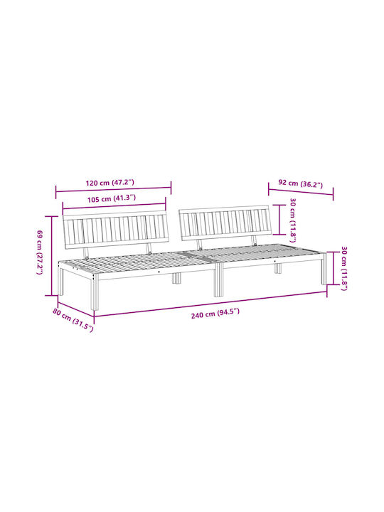 Canapea cu două locuri Exterior din Paleți 120x80cm