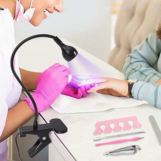 Mini Usb Εύκαμπτη Λάμπα Uv & Led Clip Στερέωσης 3w